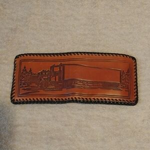 Brown Leather Wallet with Truck Design